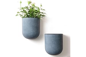 LA JOLIE MUSE Wall Hanging Planters for Indoor Plants，Hanging Flower Pots for Air Plants Succulent, Set of 2, 5.7L*4.1W*7H, Weathered Gray