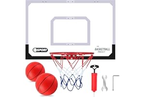 NZQXJXZ Upgrade Basketball Hoop Set - Extra Large 26" x 17" Pro Indoor Basketball Hoop for Door & Wall with 2 Balls, Complete Accessories, Basketball Toy Gift Perfect for Boys Girls Teens Adults