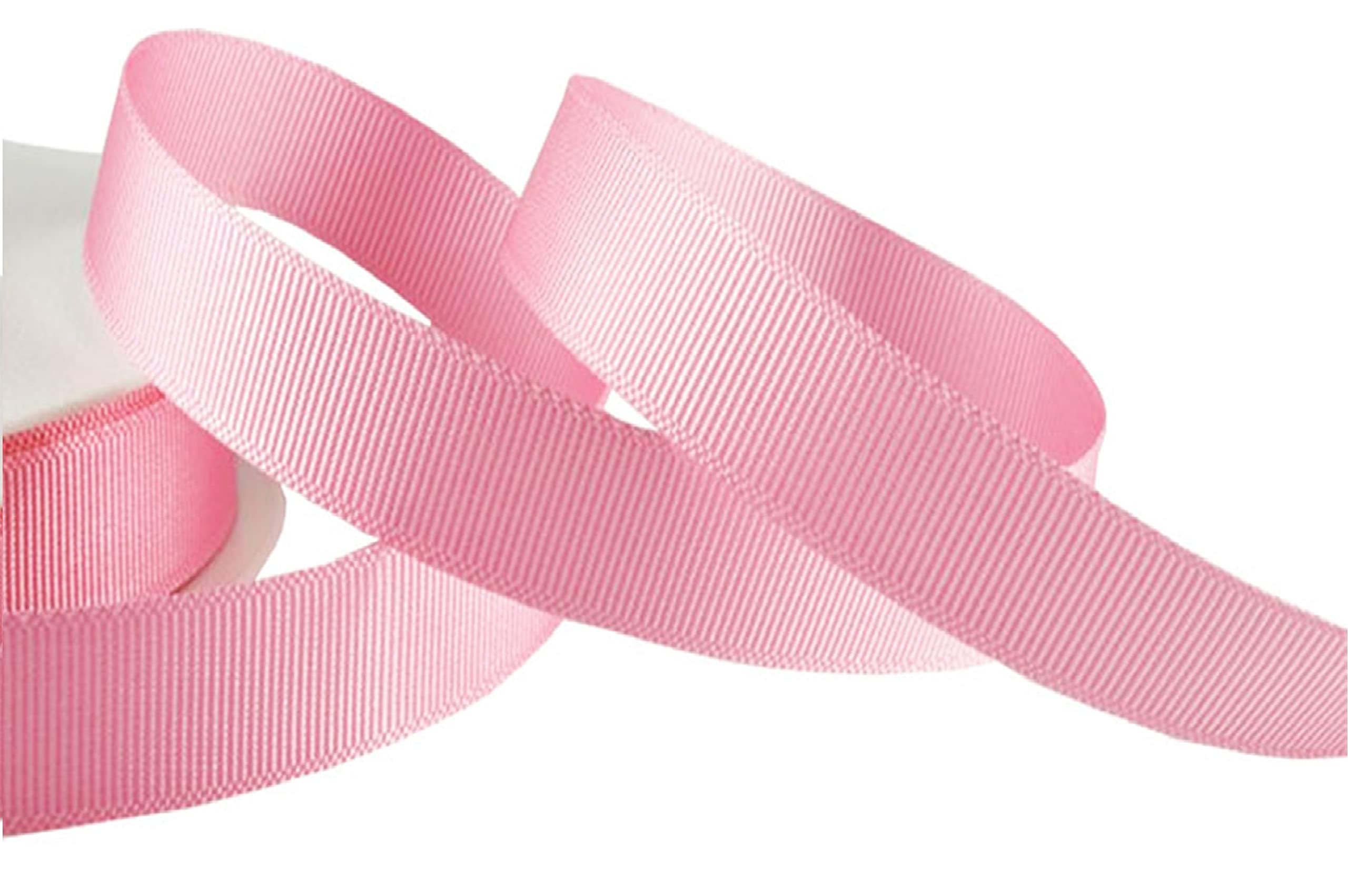 Grosgrain Ribbon 46 Meters Double Sided Ribbon for Gifts Wrap Sew Party, Decorations Events Dress Wedding Christmas Crafts, Bows Car, Floral Balloons Hairs, DIY, Bouquets, Cake (15 mm, Light Pink)