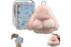 jewsuva Bunny Lulu Keychain, BunnyLulu Keychain with Tin, Bunny Cute Plush Key chain, Bunnylulu Soft Pompom Charms