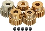 sourcing map 5Pcs 48DP Pinion Gear 3.175mm Shaft 16T-20T Aluminum for 1/10 RC view 1
