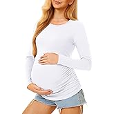 MIRAZEN Maternity Shirts Long Sleeve Pregnancy Top for Women with Crew Neck Casual Tee Shirts