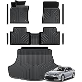 GALVAGNITE Floor Mats for Toyota Camry 2018-2024, All Weather Floor Mats Trunk Cargo Liner and Door Sill Guards Accessories, Full Coverage Set (Not fit AWD or Hybrid Models)