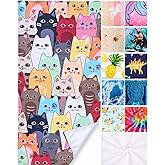 LIVILAN Small Kitten Cat Beach Towel, 24" X 48" Soft Microfiber, Absorbent, Quick Dry, Sand Free, Light, Multiuse for Bath, Pool, Swim, Cute Cat Gifts