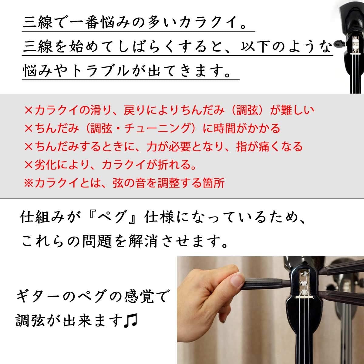 Amazon 三線 オプション ペグ カラクイをペグに変更 米須三線店の三線と同時購入のみ有効 三線アクセサリ 楽器