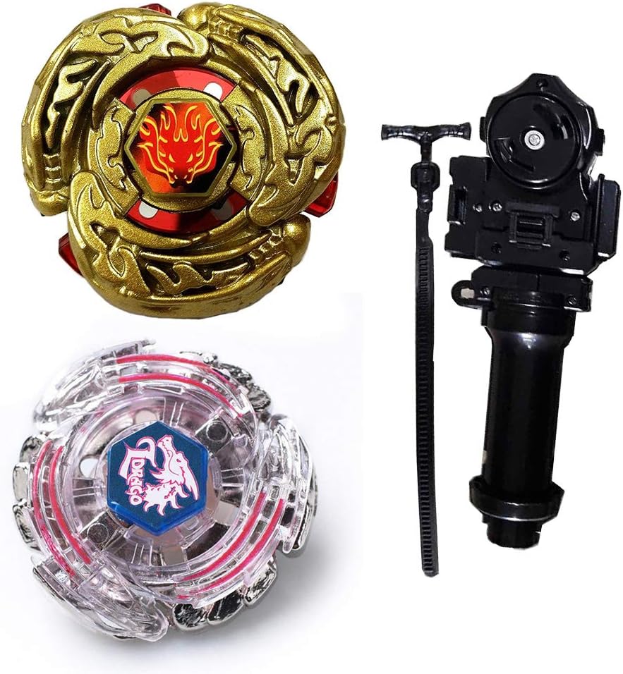 Bey Battling Blades Metal Fusion L-Drago Poison Serpent 105LF BB43 and Meteo L-Drago Metal Fusion DF105LRF Fang Leone W2D Game with Black Launcher+Grip of Lbekom