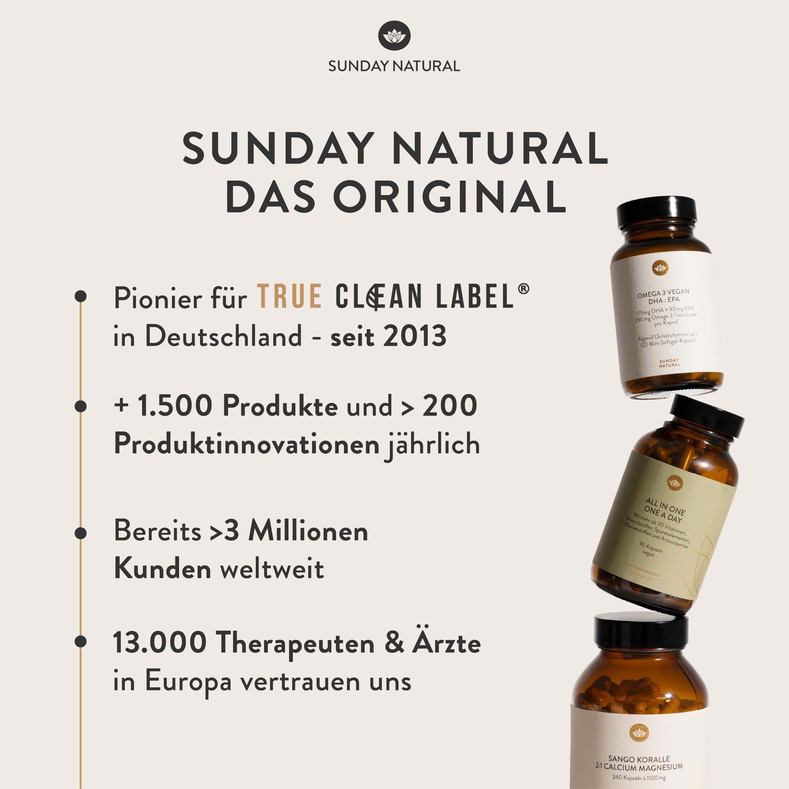 SUNDAY NATURAL® Magnesium Bisglycinat Premium - 240 Kapseln - 150mg reines Magnesium Glycinat Tagesdosis - Magnesiumglycinate als organisches Aminosäurechelat – Laborgeprüft, vegan 5
