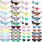40 Pairs Retro Cat Eye Sunglasses Bulk Vintage Women Colorful Plastic Frame 90s Sunglasses for Girl Men