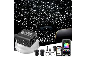 SUNKENET 20W Twinkle Starlight Headliner Kit, Star Lights for Car Roof & Home Decoration, Fiber Cable 800pcs*0.03in*13.1ft Star Light Headliner with Bluetooth APP/Remote Control/Music Mode