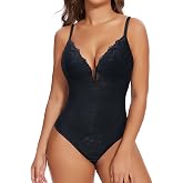 SHAPERIN Sexy Lace Shapewear Bodysuit Women Tummy Control Sleeveless Tank Tops Thong Backless Body Shaper Suit