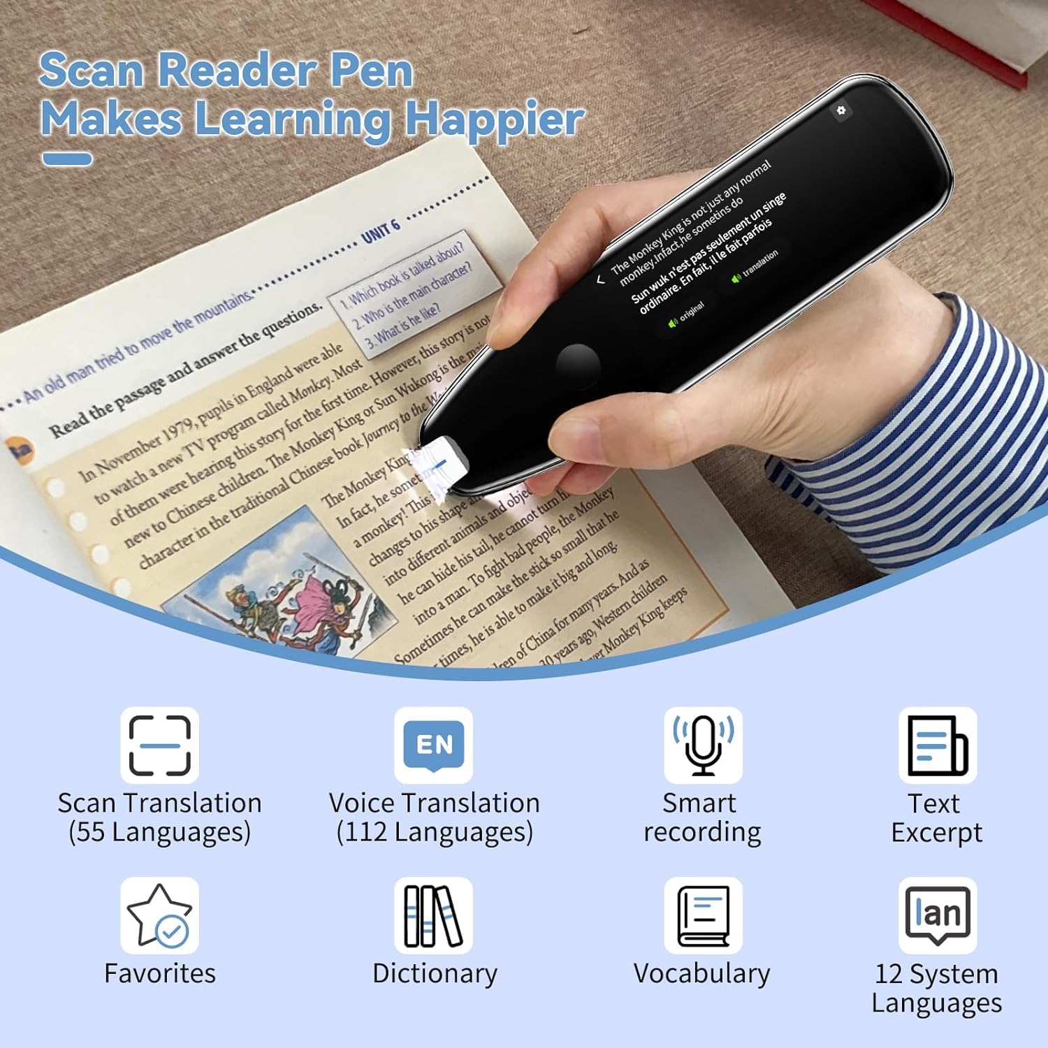 X5 Pro Translation Pen Scanner, Reader Pen Text to Speech Device for Dyslexia Pen 112 Language Translator Pen Scanner