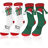 Hying Christmas Holding Hands Socks Christmas Funny Magnetic Socks Winter Xmas Magnetic Hand Holding Socks for Family
