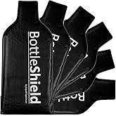 Reusable Wine Protector Travel Bag by Bottle Shield (6-pack) - Bubble Cushioning Wrap Suit - Unbreakable Bottle Sleeve, Leak Proof - Wine Tote Bags Accessory for Suitcase Luggage, Black
