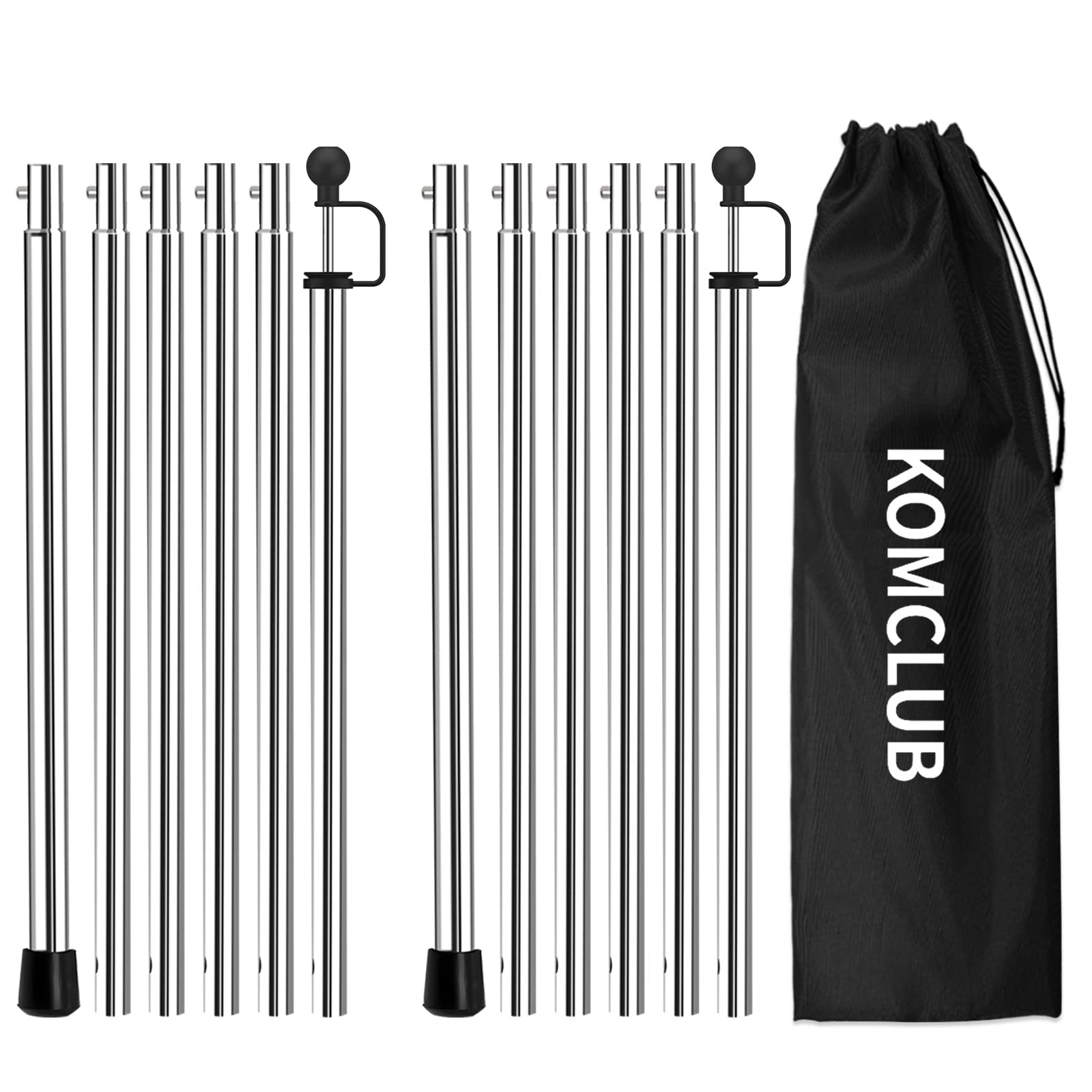 KOMCLUB Adjustable Tarp Poles 94.5" Camping Poles Stainless Steel Lightweight Tent Pole for Camping Hiking Outdoor Sport Activities… — image 1