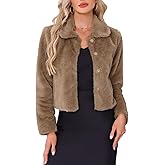 Allegra K Dressy Faux Fur Coat for Women's Cropped Evening Party Snap Button Winter Fluffy Jackets