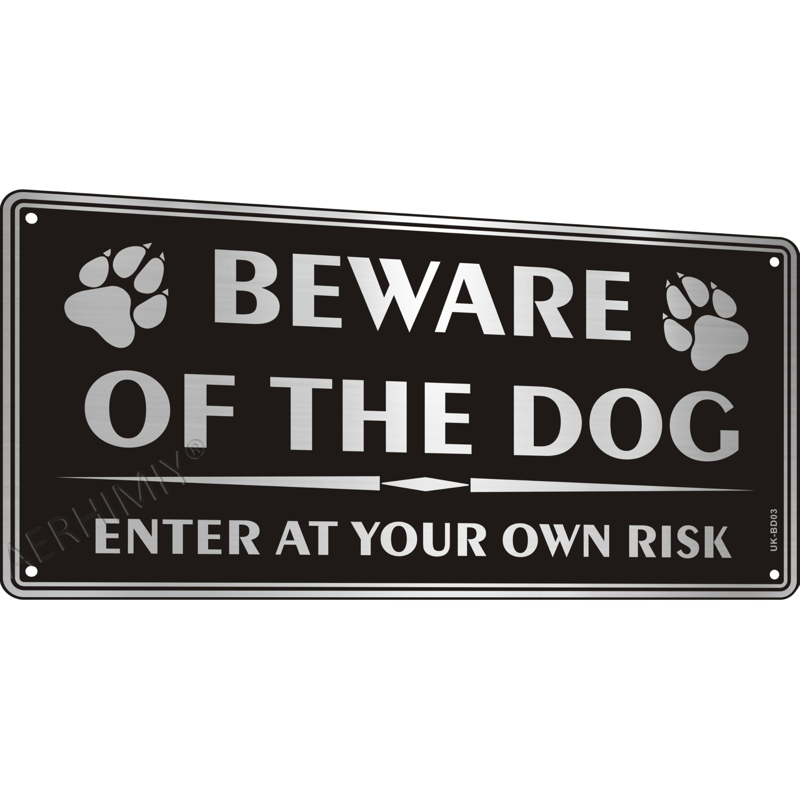 Beware of the Dog Sign Metal 5.9x11.8 Inches, Enter at Your Own Risk Sign Brushed Aluminum