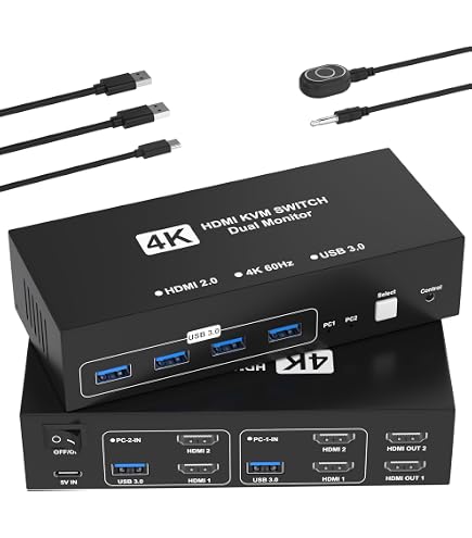 Amazon.com: DisplayPort KVM Switch 2 Monitors 2 Computers, 4K@60Hz