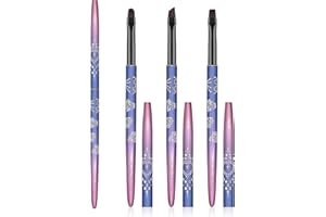 AMILHITON 3PCS Nail Polish Clean Up Brush, Round♭&Angled Acetone Resistant Nail Brush for OPI Nail Polish Remover, Fingernail Cleaning Brushes at Home Nail Art and Designs(Purple)