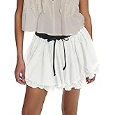 Lianlive Women Flowy Mini Skirt High Waisted Ruffled Tiered Casual Boho Skirts for Beach Summer Outfits