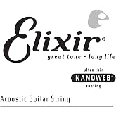Elixir Strings Acoustic Phosphor Bronze Guitar String NANOWEB Coating, .052