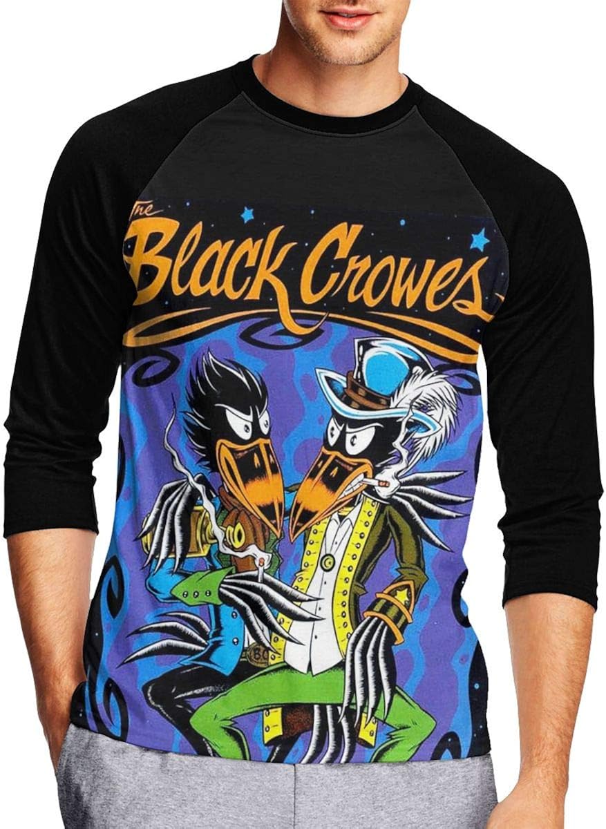 Amazon.com: Susankley Mens Black-Crowes Logo Merch T Shirt Men's Black Tee Shirts Casual 3/4 