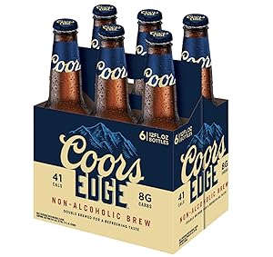 Pack of 6 - Coors Edge Domestic, NA (Non-Alcoholic) Beer, Low Cal & Carb - 12 Fl Oz