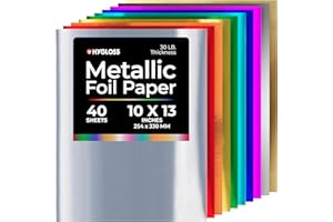 Hygloss Metallic Foil Paper - 40 Sheets 10 Assorted Colors Shiny Papers - 10 x 13 Inches - Ideal Foil Papers for Crafts - Shiny Craft Paper Sheets