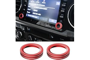 SINVANHO Accessories for Toyota Tacoma 2023 2022 2021 2020 with 8" or 7" Touchscreens, Decorated Button Knob Covers for Audio Radio Switch, Premium Interior Car Accessories Aluminum Alloy Trim Rings, 2PCS