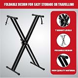 Crystals Double Braced X Frame Music Keyboard Stand 7 Height Positions Black view 2