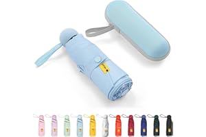 SUTEKE Travel Small Umbrella Compact for Backpack Pocket, Lightweight Mini Sun Umbrella with Case Tiny Portable Umbrella with UV Protection UPF 50+ for Women Girls