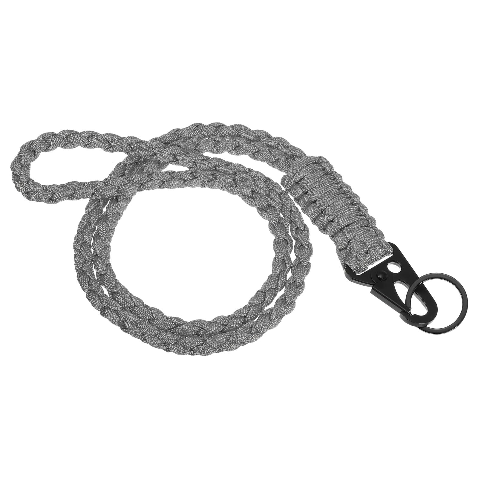 PATIKIL 21.7 Inch Paracord Neck Lanyard Keychain, Braided Strong Lanyard with Hook Clip and Key Ring for Outdoor Activities, Grey