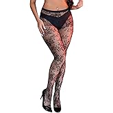 sunshinelady Women's Patterned Tights Sexy High Waist Pantyhose Plus Size Goth Stockings Halloween Fishnet Leggings XS-5XL