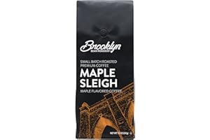 Brooklyn Beans Maple Sleigh 100% Arabica Craft Roasted Ground Coffee, Premium Maple Flavored Roast, 12 Oz Bag