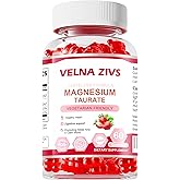 Magnesium Taurate Gummies 1800mg, Magnesium Taurate Supplement, High Absorption& chewable for Kid and Adults, Muscle and Heart Health Support, Vegan, Gluten Free, 60 Counts