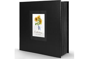 COLEMOLY Photo Album 4x6 600 Photos, Leather Cover Extra Large Capacity Holds 600 Horizontal and Vertical 4x6 Pictures Record Valentine's Day Christmas Holiday Commemorative Gift(Black, 600 Pockets)
