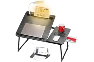 CloudTrip Plus XL Adjustable Laptop Desk with Light, USB Port, iPad Holder, Drawer Storage - Larger 23.6IN Adjustable Lap Des