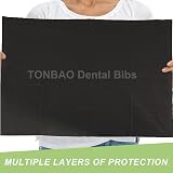 TONBAO Black Disposable Dental Bibs 50PCS Waterproof 3 Ply 13" x 18" Tray Covers view 6