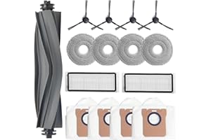 BLUEARKS Replacement Parts for Dreame L20 Ultra / L30 Ultra Robot Vacuum Cleaner, 1 Main Brush, 4 Dust Bags, 4 Mop Pads, 2 HEPA Filters, 4 Side Brushes