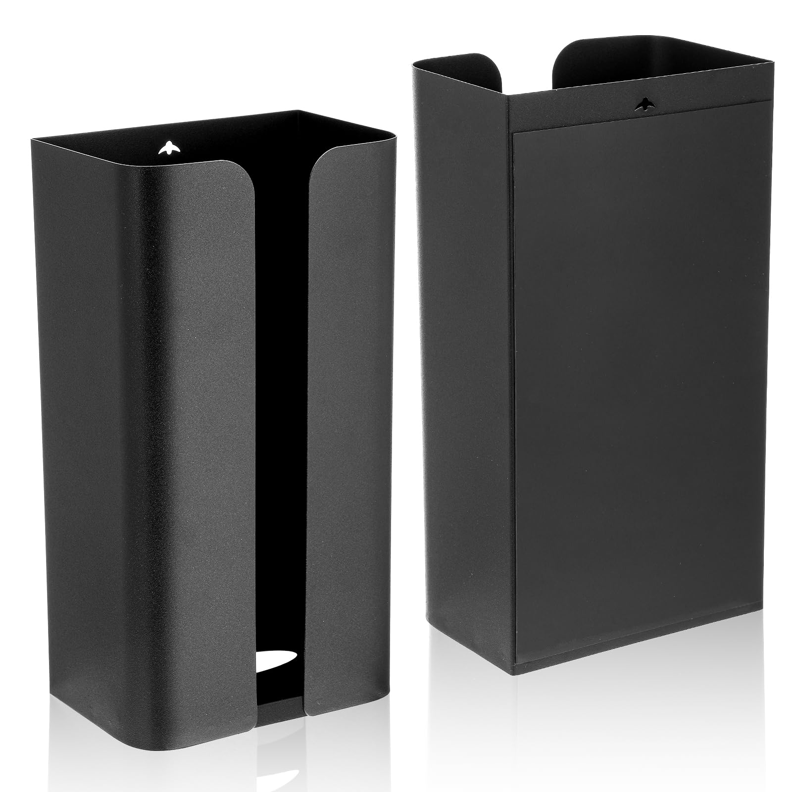 Photo 1 of 2 Pcs Magnetic Plastic Bag Holder Magnetic Grocery Bag Storage Organizer Wall Mount Plastic Bags Dispenser Wide Opening Dispenser Fingerprint Resistant Smudge Proof Saver for Pantry (Black)