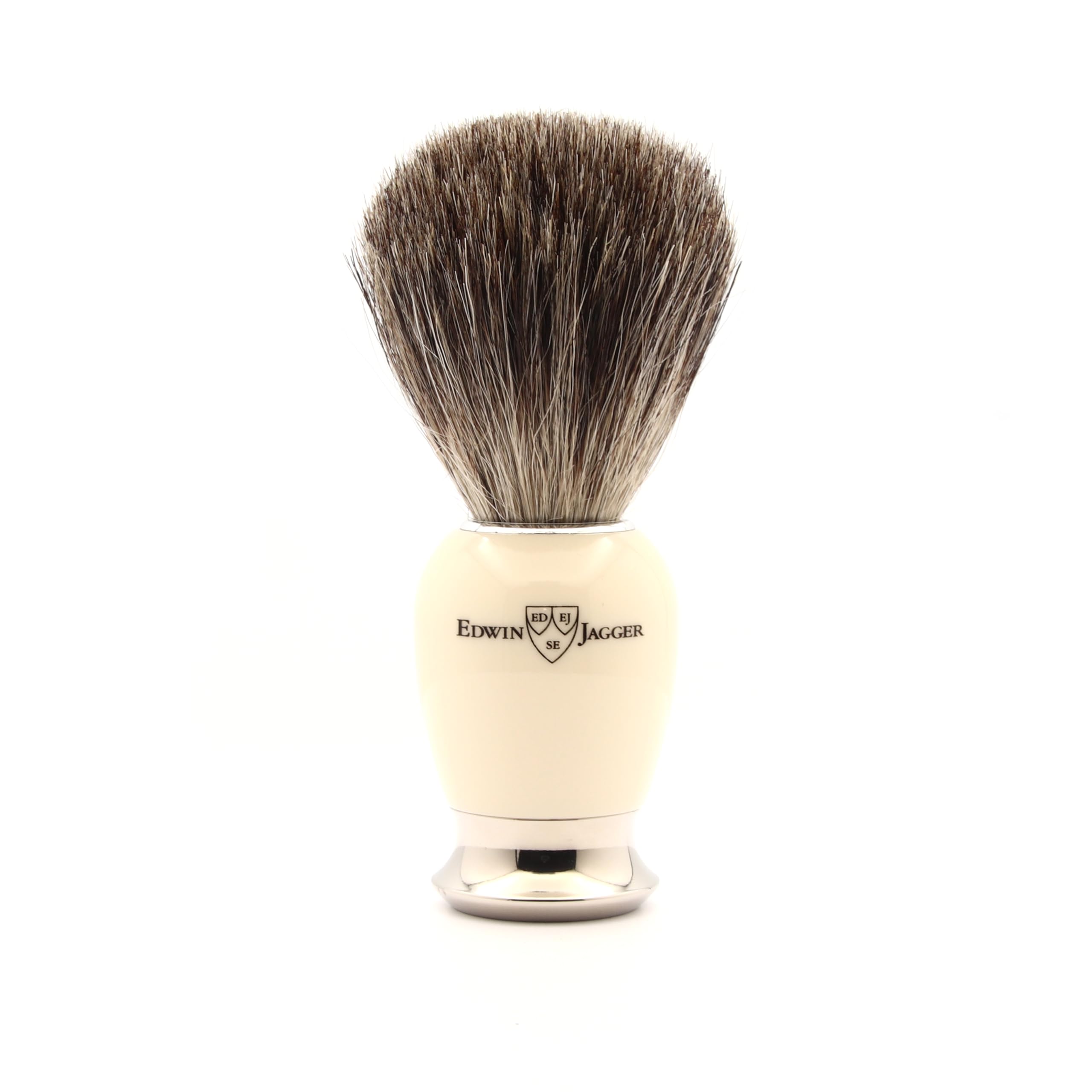 Edwin Jagger 81SB587AMZ Classic Pure Badger Exfoliating Shaving Brush with Stand for Shaving Cream or Shaving Soap for Men and Women (Ivory)