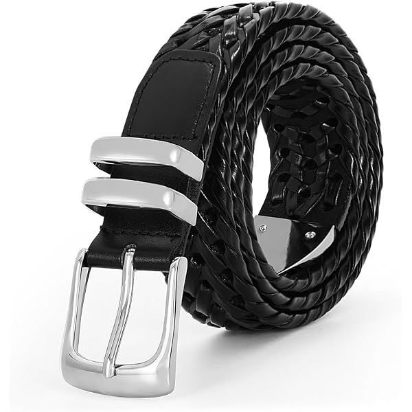ECHAIN Men Braided Woven Genuine Leather Belt (Waist:28-30  display picture 3
