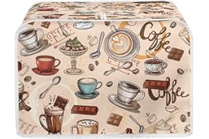 Biyejit Toaster Cover 4 Slice Bread Toaster Oven Dustproof Cover Stain Resistant Waterproof for Kitchen Small Appliance, Chocolate Coffee Print