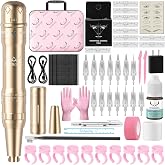 Permanent Makeup Machine Wireless Tattoo Pen Kit 700mAh Battery with 15pcs Cartridge Needles for Eyebrow Lip Eyeliner Microblading Microshading Supplies (Gold)