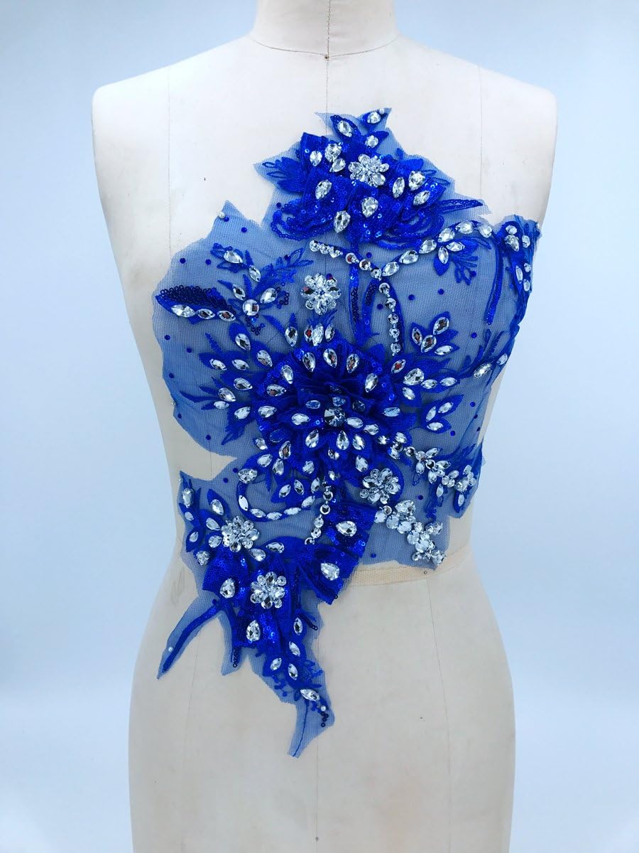 white wedding dress with blue trim