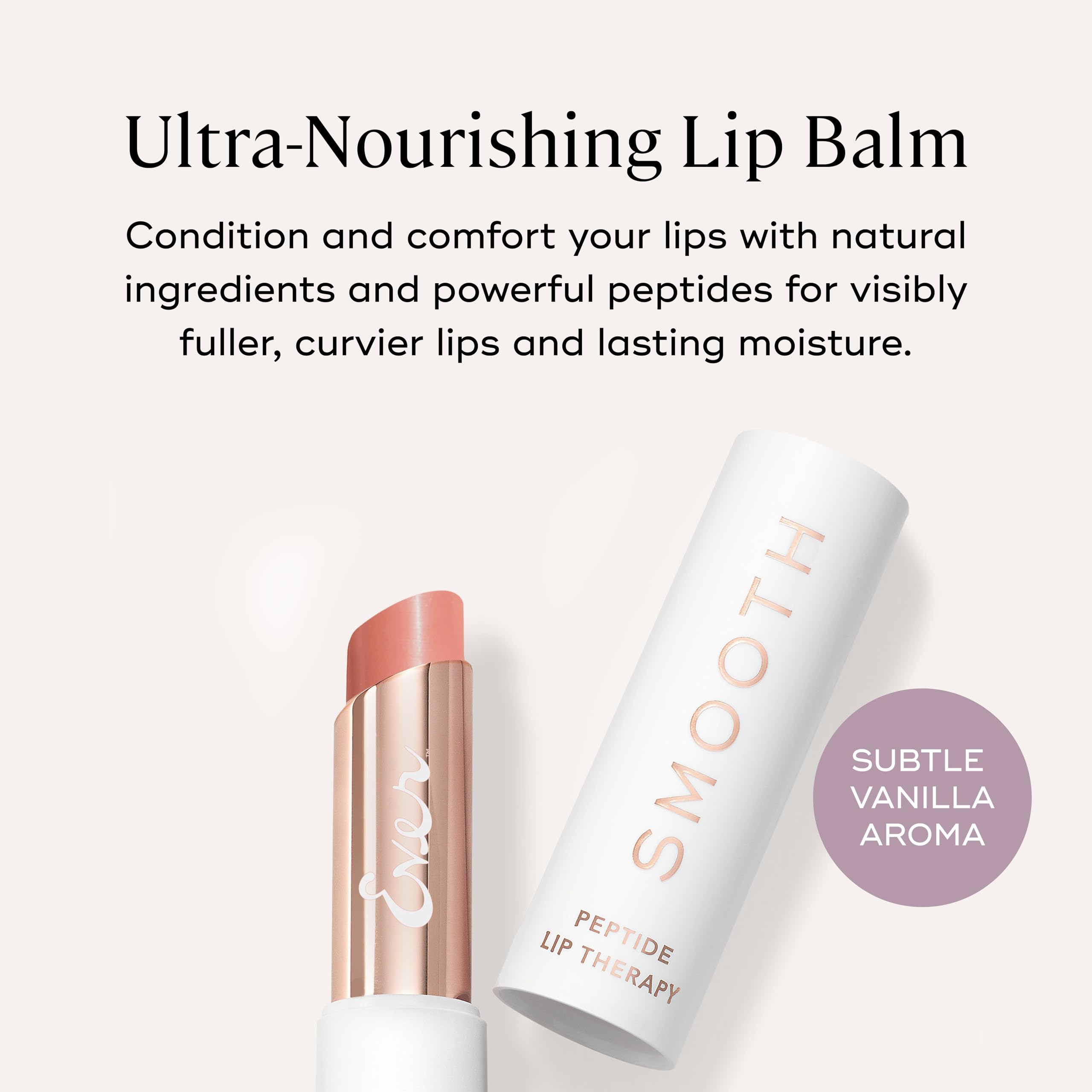 EVER SMOOTH Peptide Lip Therapy Collagen Balm – PETAL Soft Neutral Pink Tint, Coconut, Argan & Camellia Oils, Peptides & Shea Butter, Vegan & Cruelty-Free Lip Nourishment