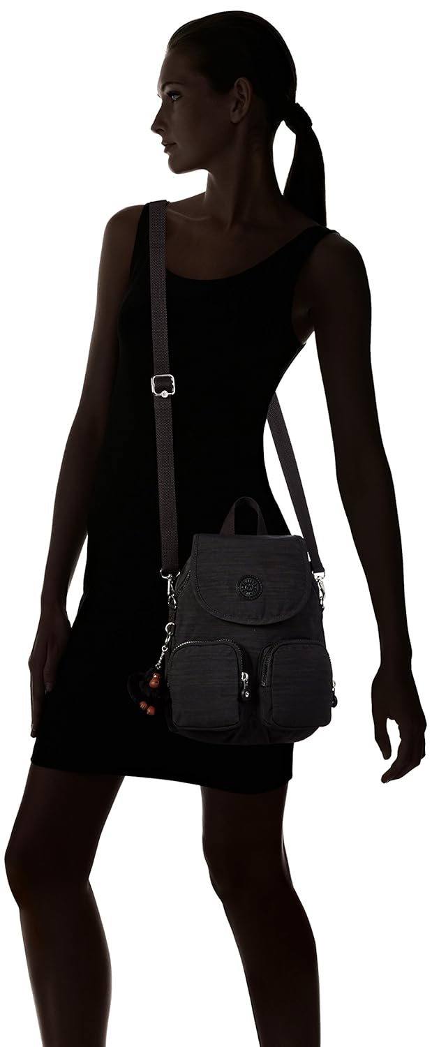 kipling medium backpack convertible to shoulderbag - firefly up dazz black,f