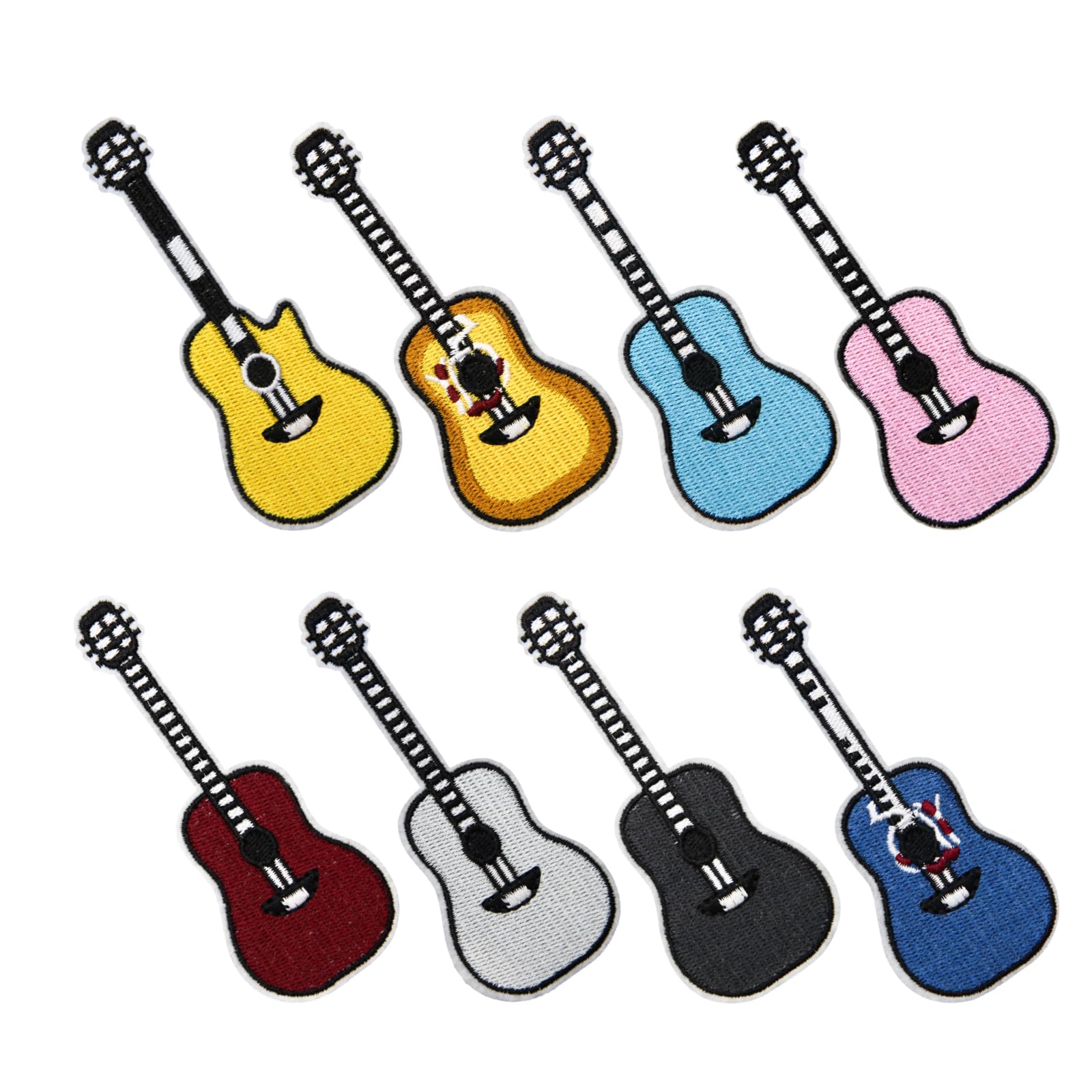 Photo 1 of HEYTRCO 8PCS Guitar Iron on Patches, Small Cute Embroidered Iron on Patches for Clothes, Colorful Custom Applique for Kids, Hats, Jeans, Jackets, Bags, Backpacks, Dress