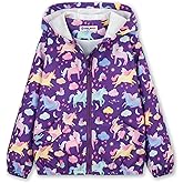 WELAKEN Girls and Toddlers' Lightweight Jacket - Hooded Printed Water-Resistant Jacket for Kids