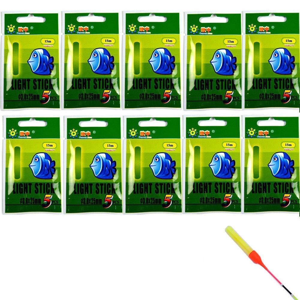 QualyQualy 50Pcs/Lot 3.0 * 25mm Glow Sticks For Fishing Floats Bobbers Fishing Luminous Stick Night Light Wand Tubes Green Fluorescent Lighting Stick