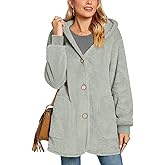 Bestbee Warm Fleece Jackets for Women, Fuzzy Hooded Casual Coats Lidies 2025 Cardigan Sweaters Outerwear with Pockets